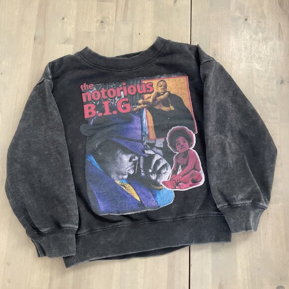 Kids Acid Washed Notorious BIG Sweatshirt SZ 6 - Picture 1 of 4